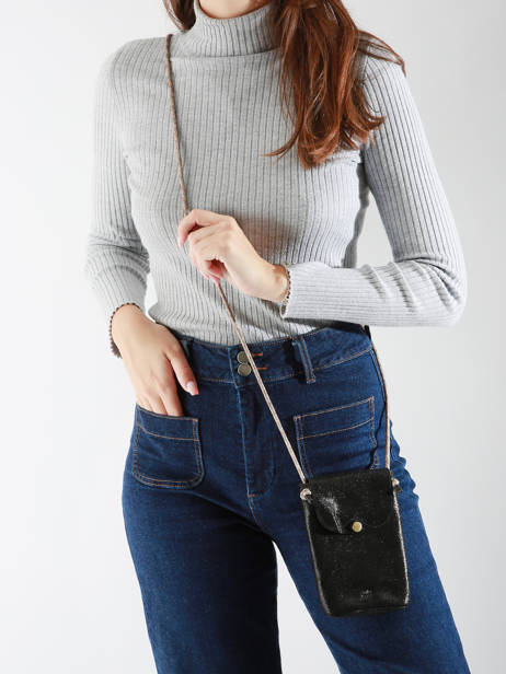 Cross Body Tas Vintage Leder Mila louise Zwart vintage 3568X ander zicht 1